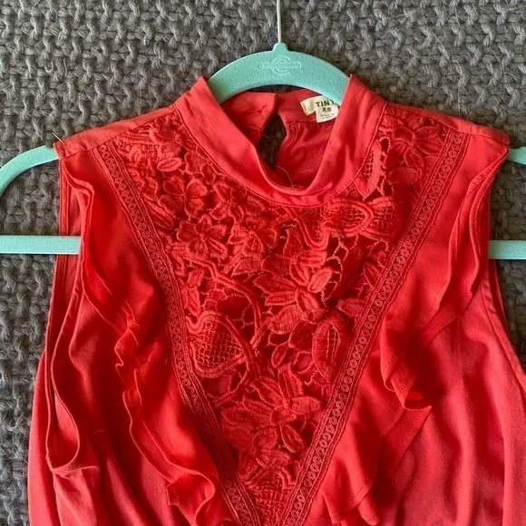Anthropologie Tiny Emma Orange Lace Ruffle Tank in Sz XS - Picture 10 of 10